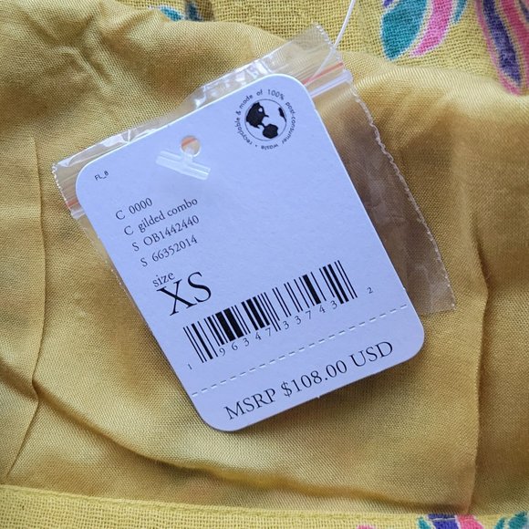 NWT Free People Indigo Molly Smock Cami Golden Yellow size XS - Picture 9 of 11